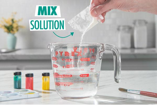 Start by mixing the included solution.