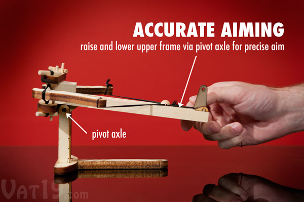 Adjust the angle of attack by raising and lowering the upper frame of the Ballista.