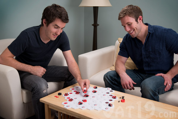 Two men playing a game of Blindside.