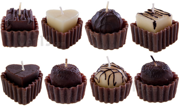 Each Box of Chocolates Candles includes the eight candy candles pictured.