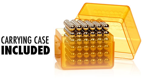 Each BuckyBalls Cube comes with its own plastic carrying case.