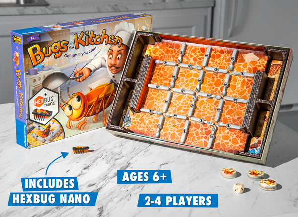 2-4 players, Ages 6+, Includes HEXBUG Nano