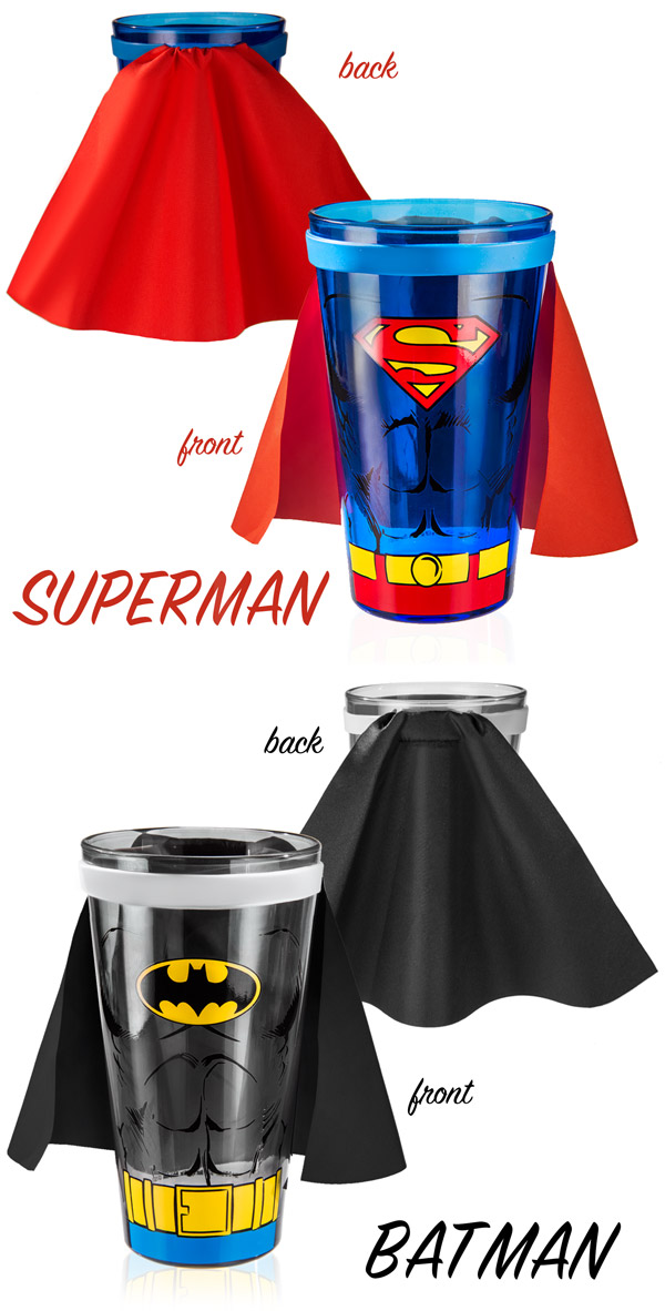 Superhero Pint Glasses are available in a variety of styles.