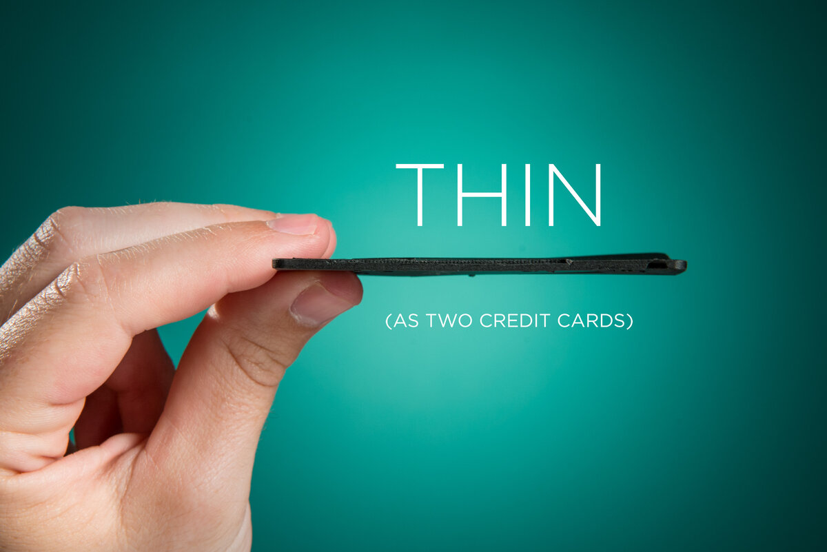 The Card Sharp is as thin as two credit cards.