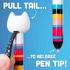Pull the cat's tail (with a satisfying click) to release the pen's tip.