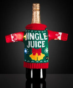 Light-Up Ugly Christmas Sweater Wine Bottle Cover