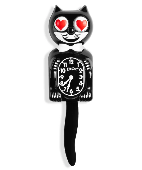 Black Kit-Cat Klock with Heart Eyes