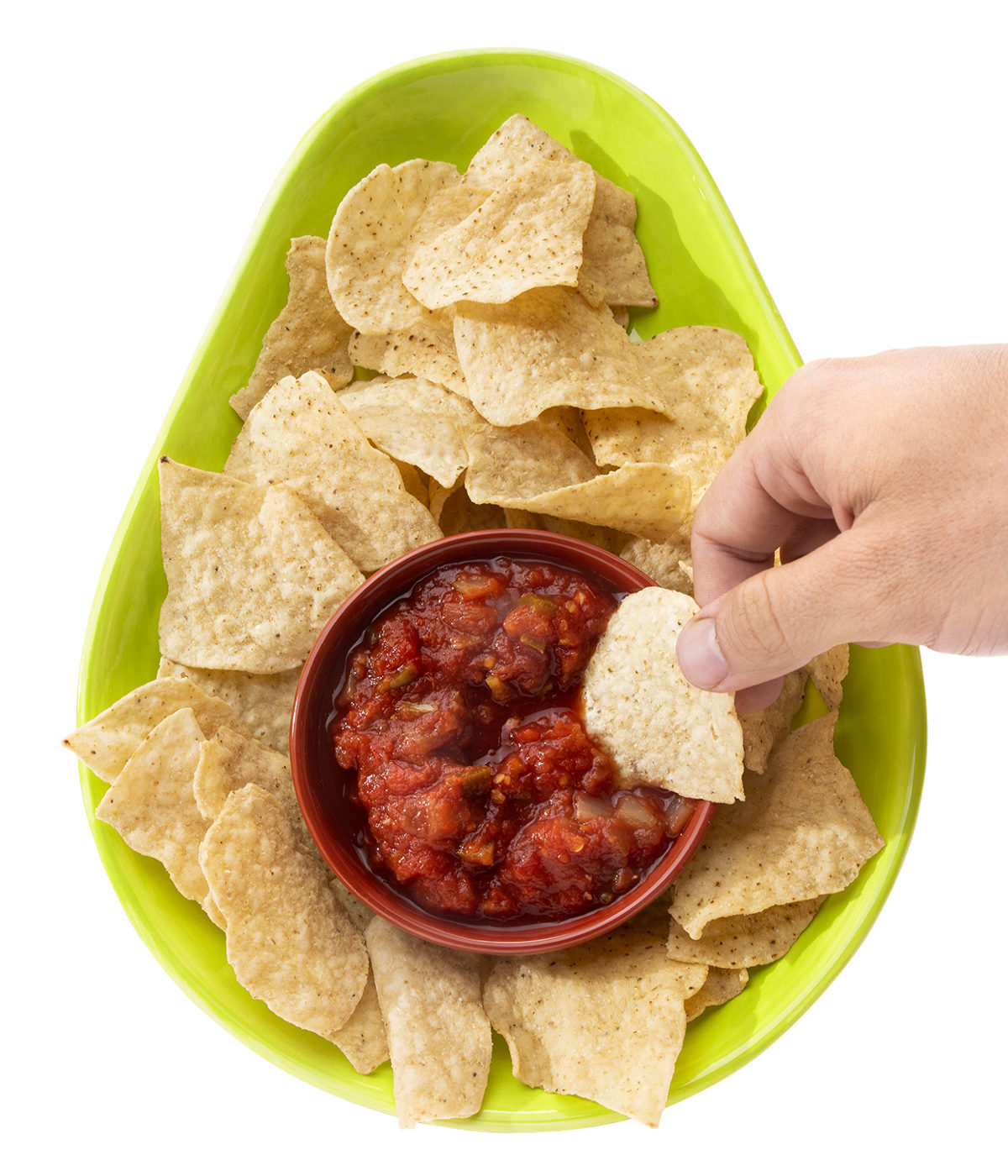 Avocado Chip and Dip Plate Service platter shaped like an avocado.