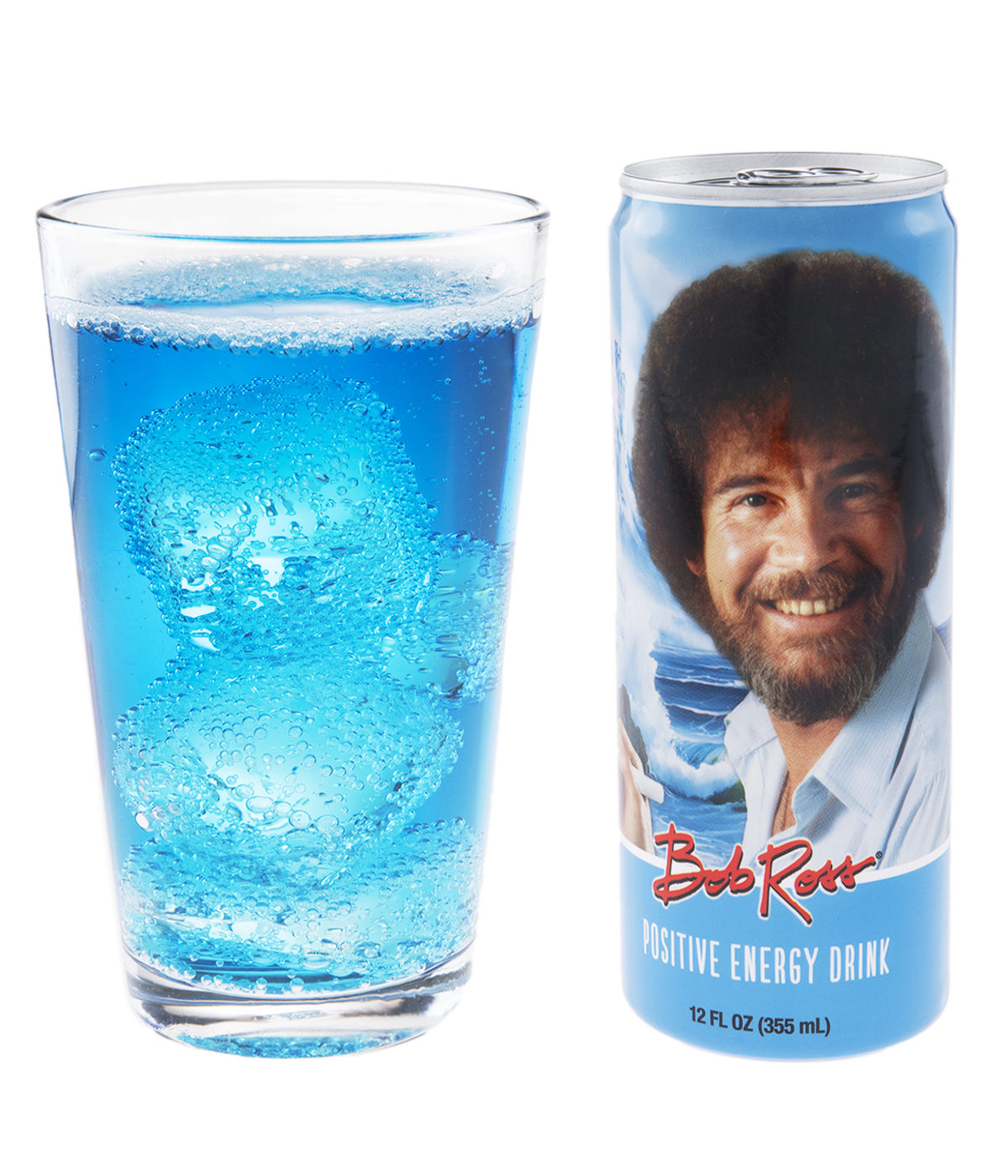 Bob Ross Positive Energy Drink Happy little energy drink.
