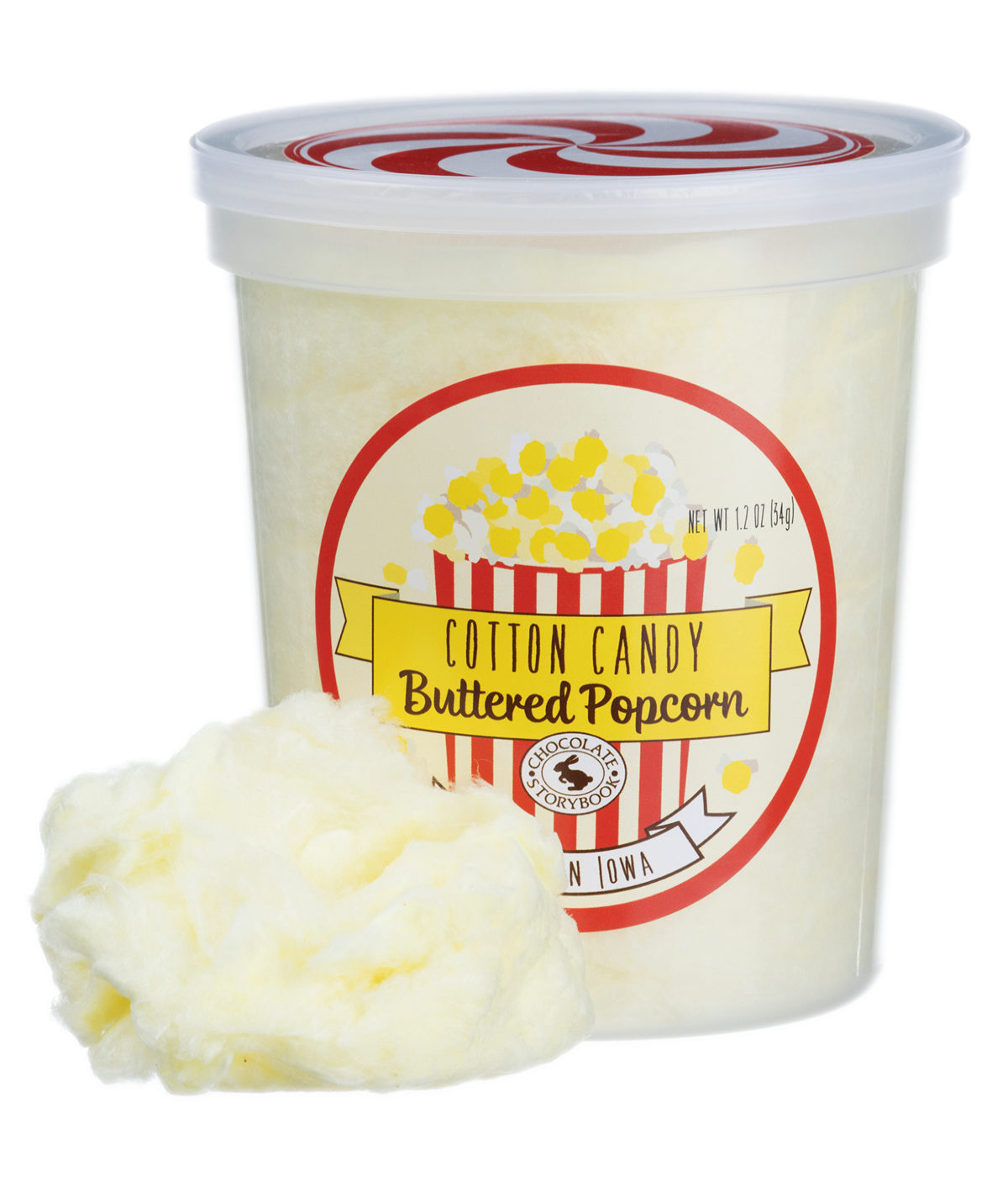Buttered Popcorn Cotton Candy Tastes like the movie theater treat!