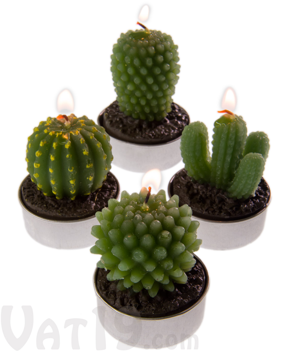 Cactus Tea Light Candles Set of 16 mini cactus candles