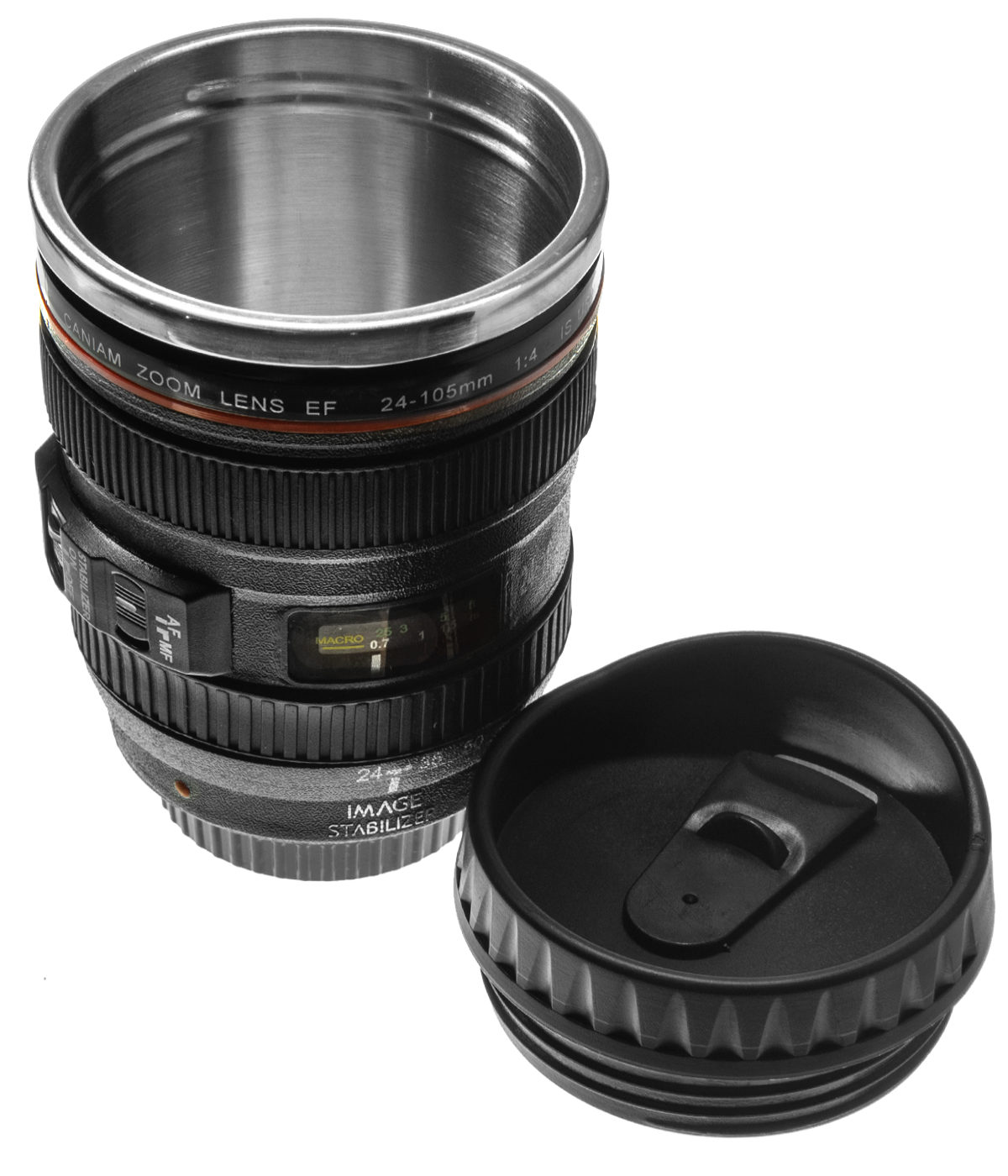 Camera Lens Mug 12ounce stainless steel coffee mug looks like a DSLR