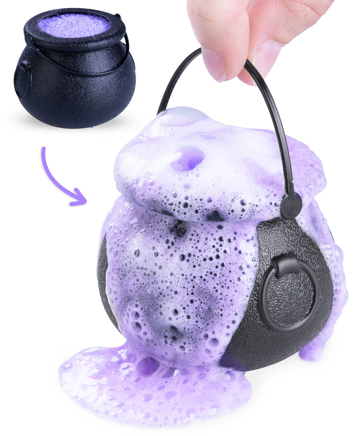 Cauldron Bath Bomb Transforms from a full kettle into a pot of purple