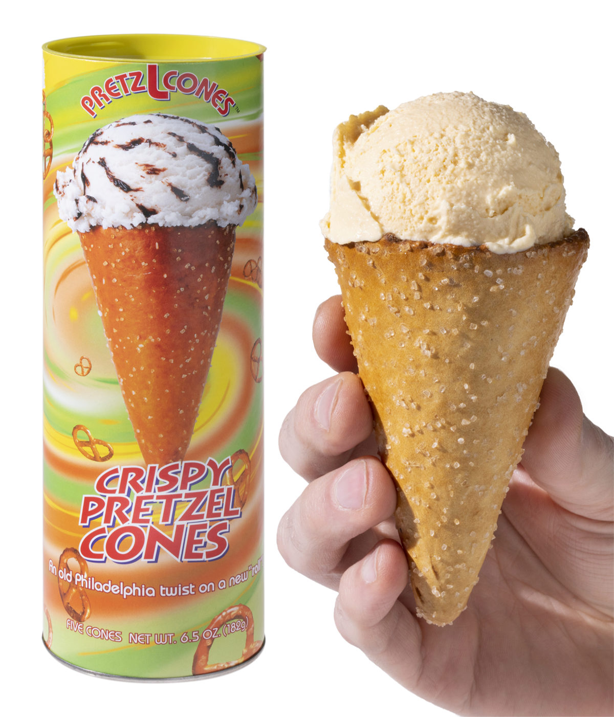 Cookie & Pretzel Ice Cream Cones Crunchy cones made of cookies and pretzels!