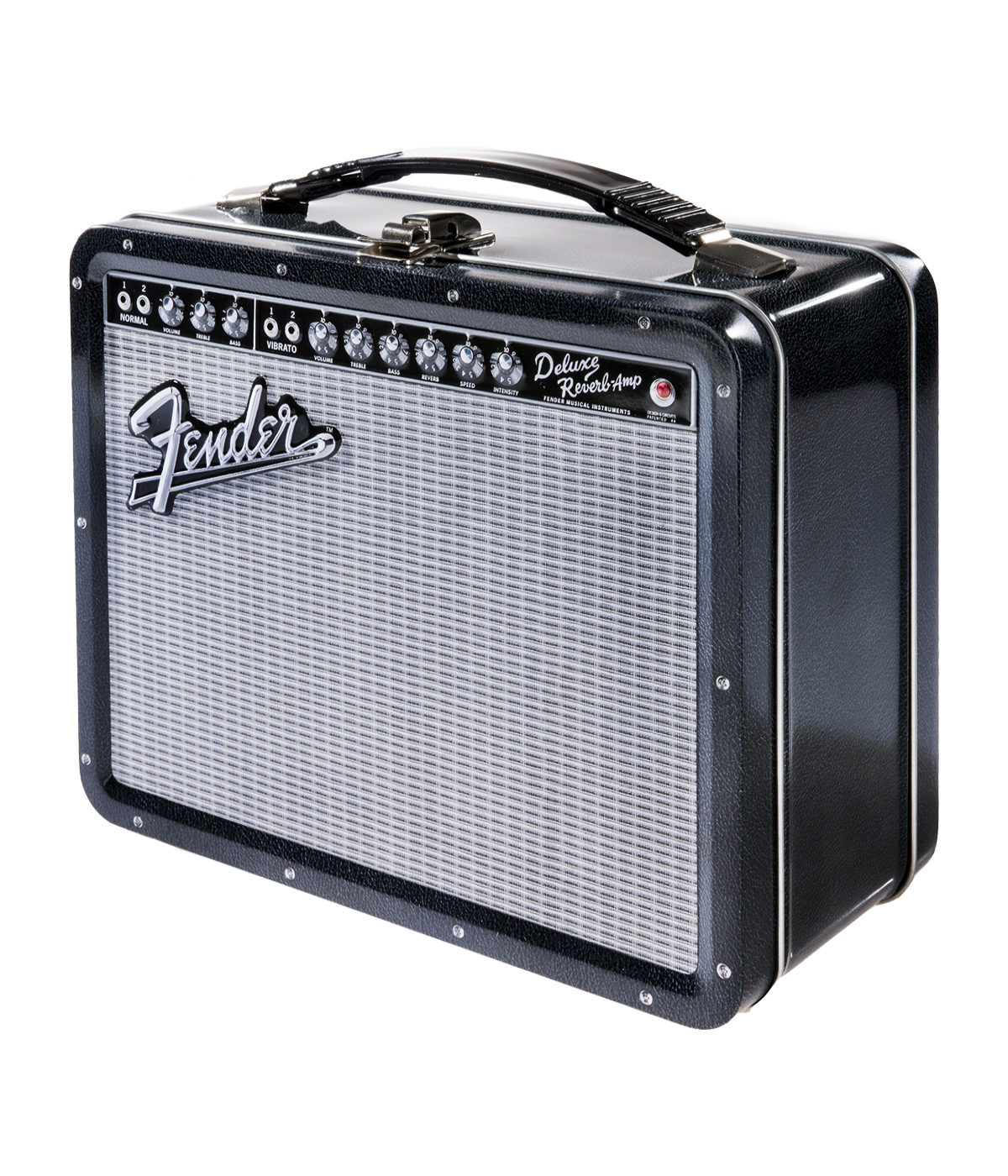 Fender Lunch Box Metal pail that looks like a guitar amplifier.