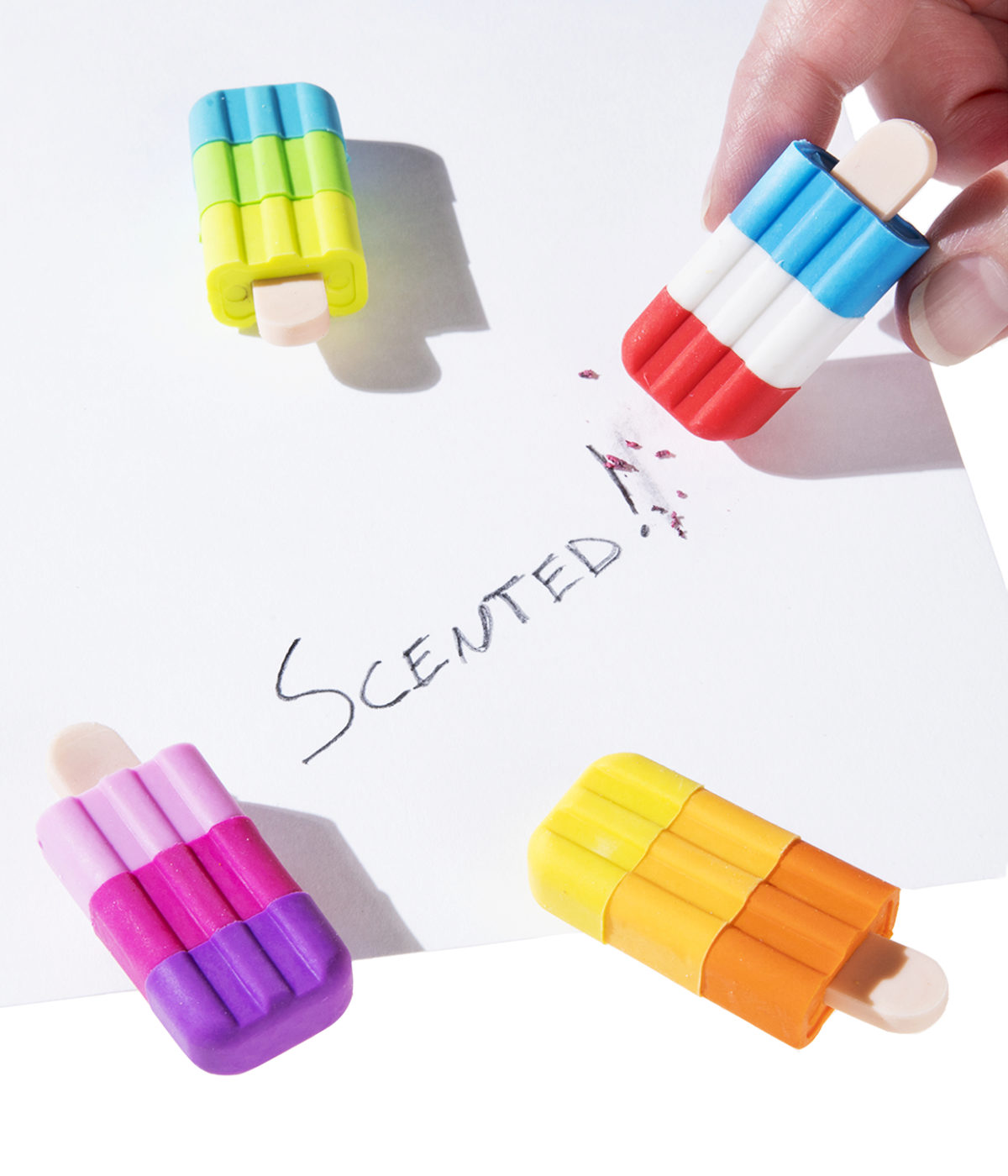 Icy Pops Scented Erasers Playable erasers that look, smell like popsicles.