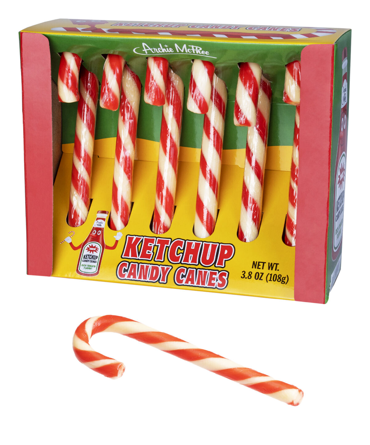 Ketchup Candy Canes Candy canes that taste like the tangy condiment.