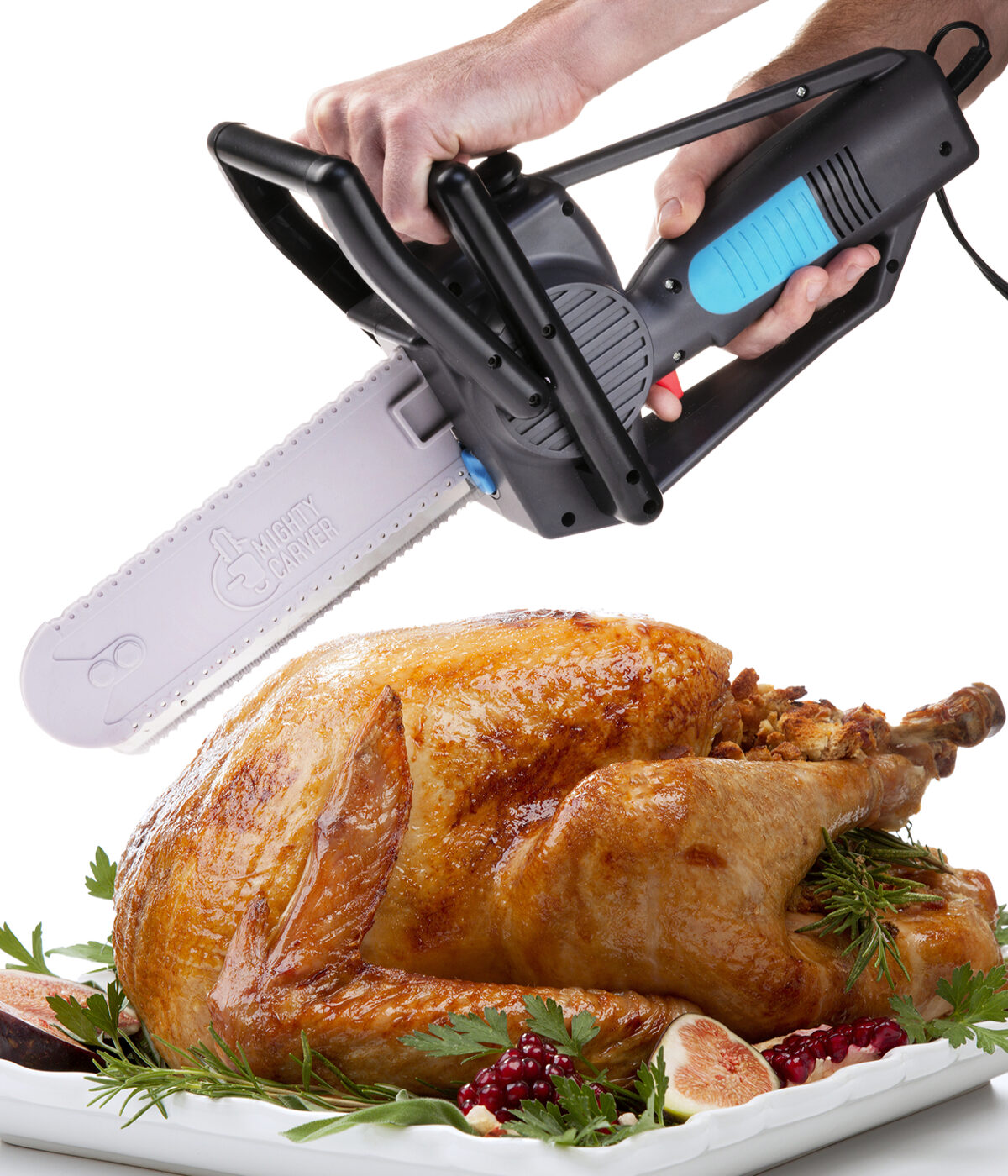 Mighty Carver An electric carving knife that looks like a chainsaw.