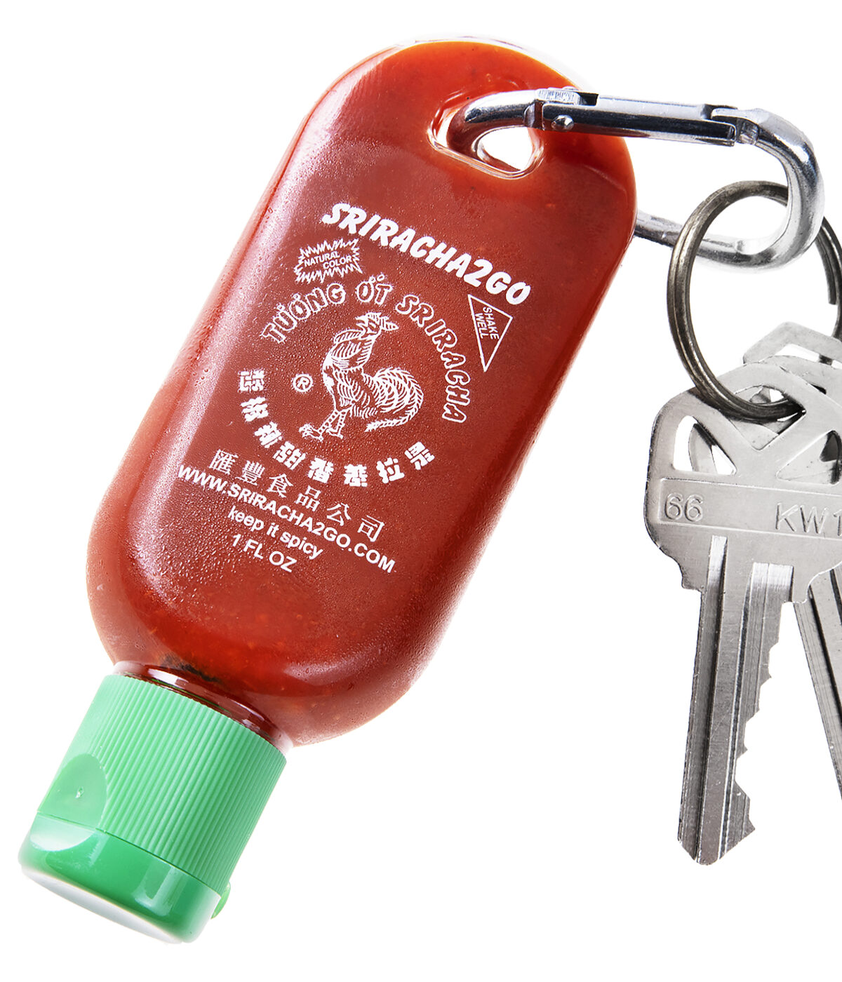 Mini Sriracha Keychain Take your favorite hot sauce with you!