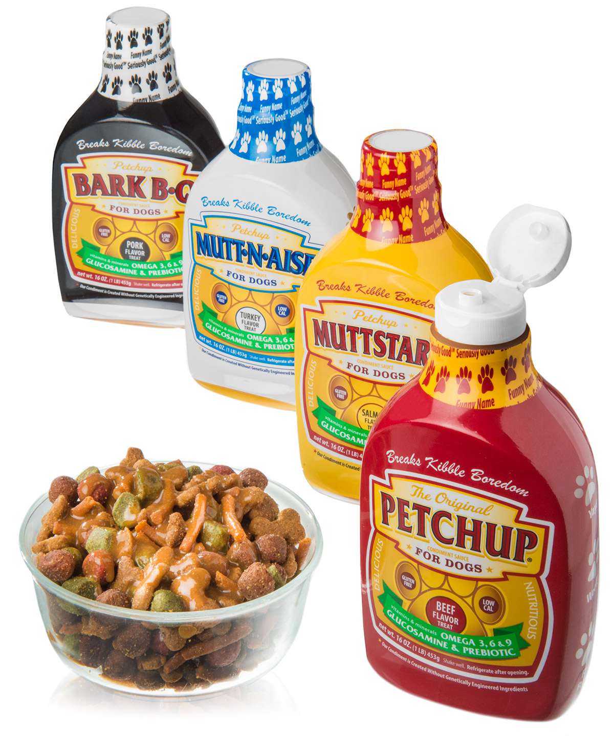 Petchup Healthy flavor additives for dog food.
