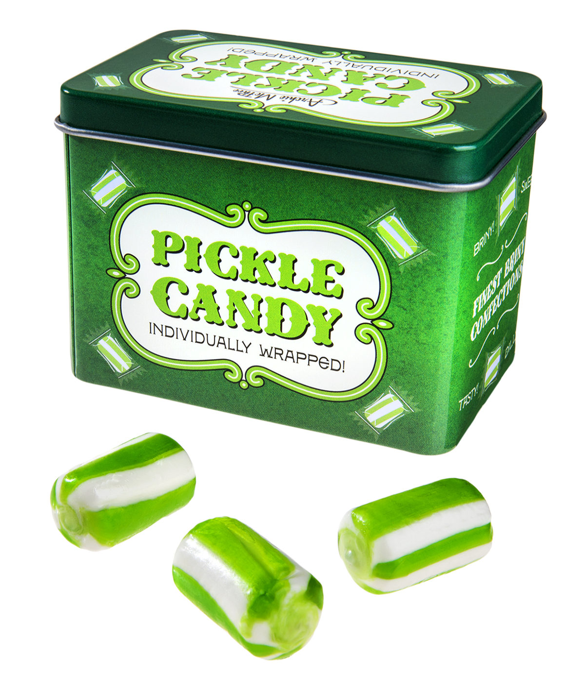 Pickle Candy Sweet pickleflavored hard candy.