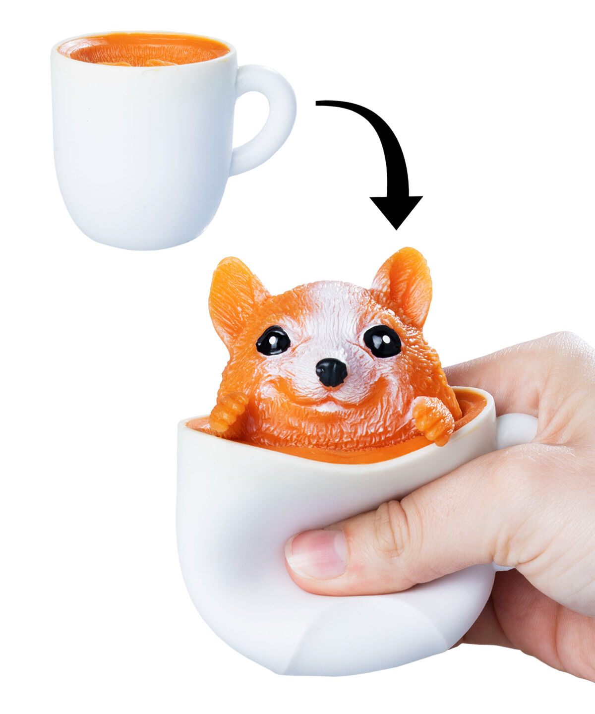 Pup in a Cup A squishy silicone cup that contains a popup pup!