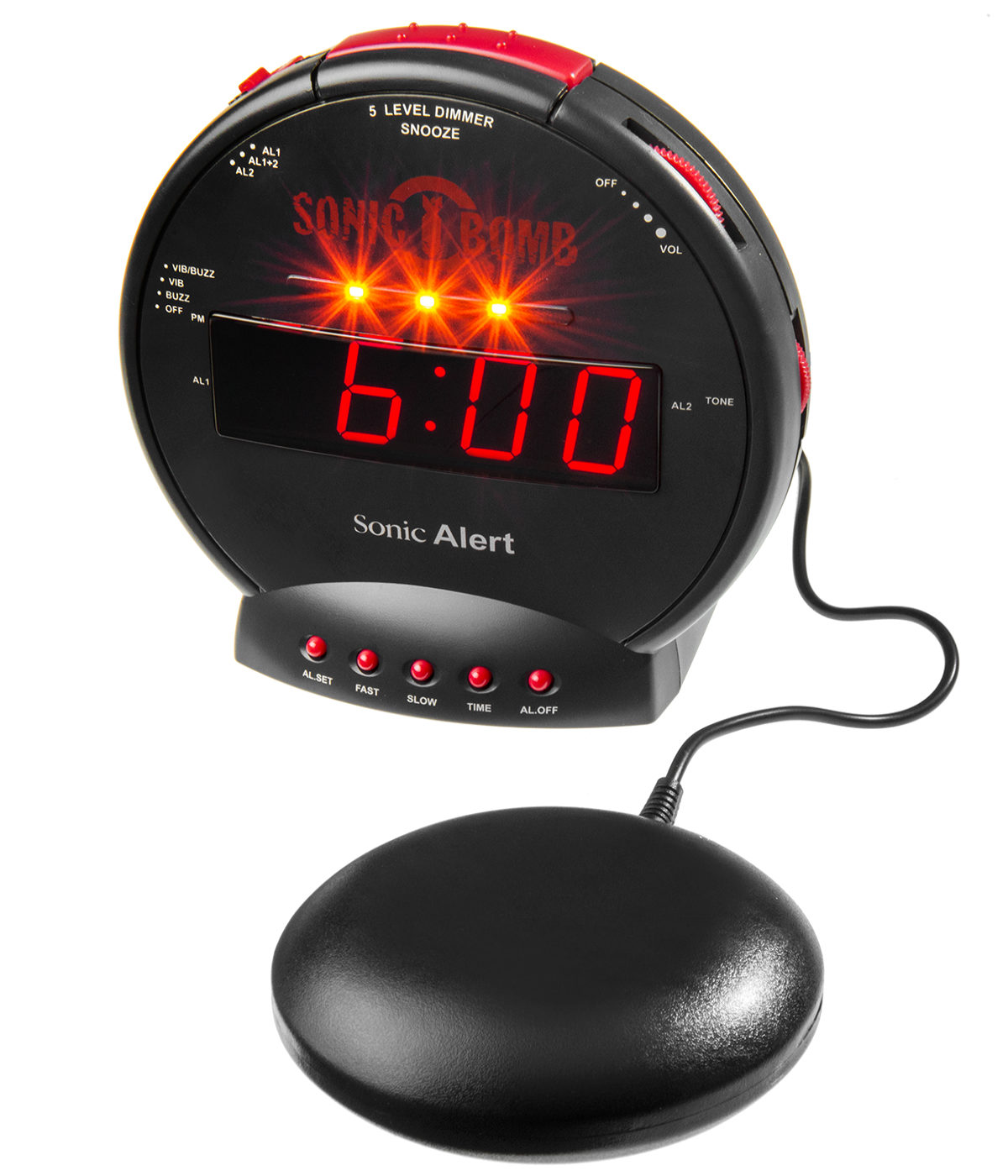 Sonic Bomb Alarm Clock Intensely loud alarm clock that shakes your bed.