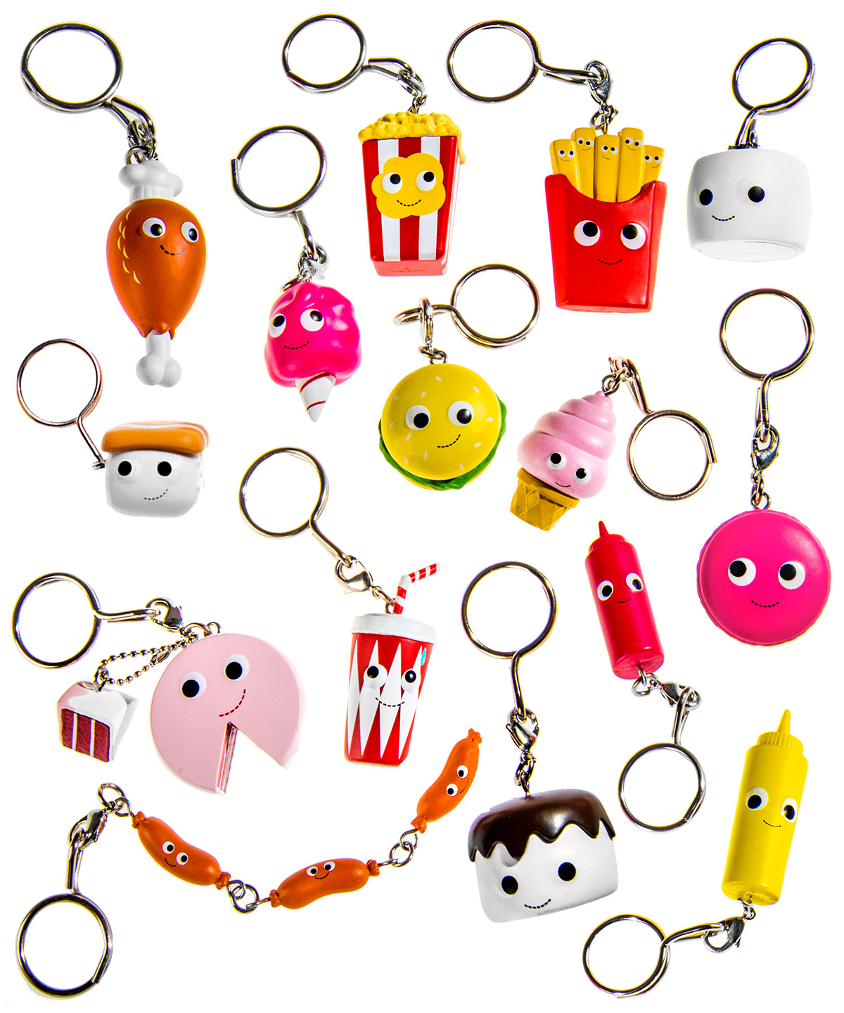 Yummy World Keychains Collectible foodthemed keychain figurines.