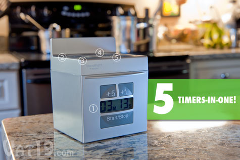 DoneRight Digital Kitchen Timer has four timers to correspond to your stovetop burners and another timer for your oven.