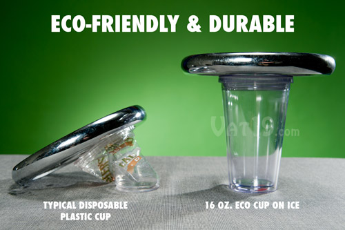 The environmentally friendly Eco Cup on Ice reusable plastic cup is extremely durable.