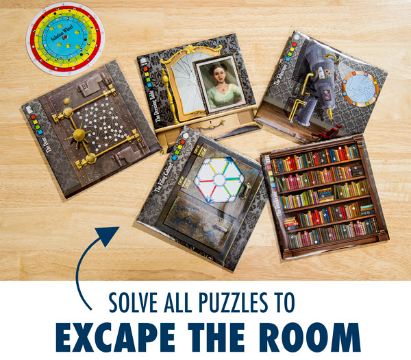 Invite guests to solve the mystery, read the first clue, solve the puzzle to move on, open your next clue, and solve all puzzles to escape the room!