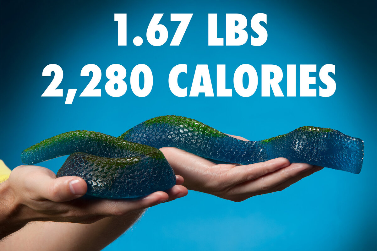 The Giant Gummy King Snake packs a whopping 2,280 calories.