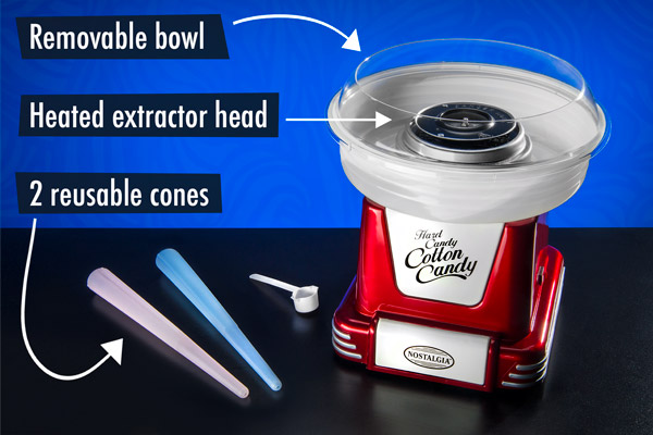 thumbnail image 2 of West Bend 500W Cotton Candy Machine (Model CC18177) – Electric Spinner With 6 Cones, Red – *Read Info* 2 of 6