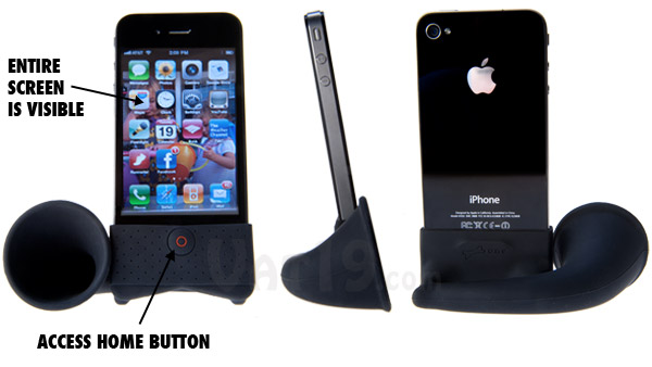 The iPhone Horn stand from multiple angles.