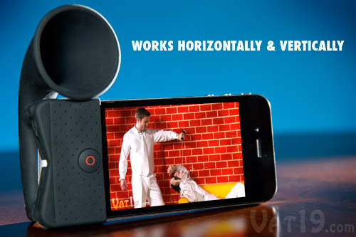 The iPhone Horn Stand works both vertically and horizontally.