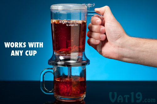 Place the IngenuiTea Teapot on the top of any cup or glass to filter.