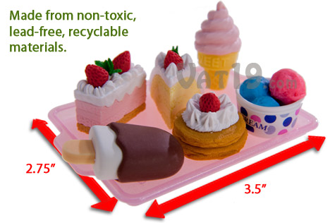 Japanese Food Erasers are made from non-toxic, lead-free recyclable materials.