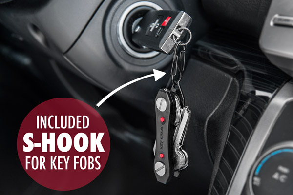 Included S-hook let’s you add car keys to the Key Ninja