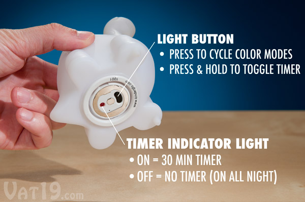 The KinderGlo LED night light is easy to operate as it only has one button.