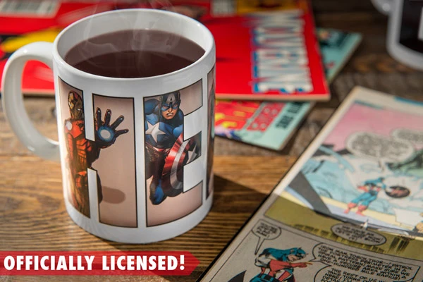 Paladone Tazza Termocromatica Marvel Logo, 320 Ml, In Ceramica, Svanisce Con Il Caldo E Rivela Supereroi, Regalo Ufficiale Per Fan