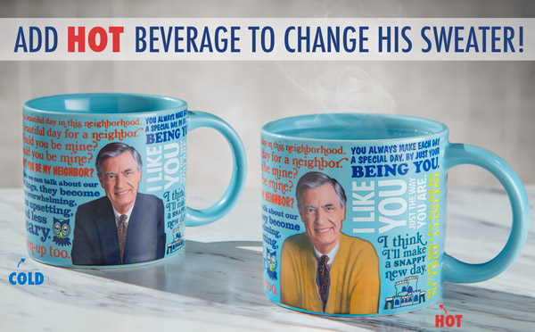 Add a hot beverage to change his suit coat into a sweater.