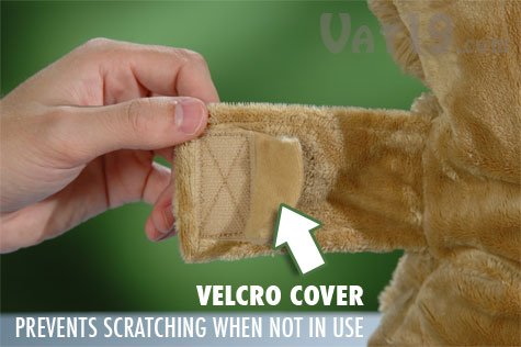 The velcro cover protects your little one's face from the itchy velcro.