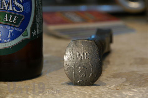 Railroad Spike Bottle Opener Detail