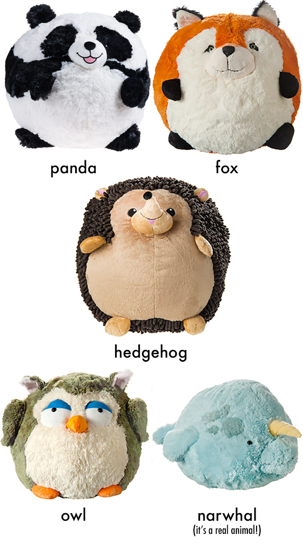 Squishables stuffed animals are available in a variety of animal styles.