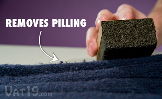 Remove pilling and balling from your garments with the Sweater Stone.