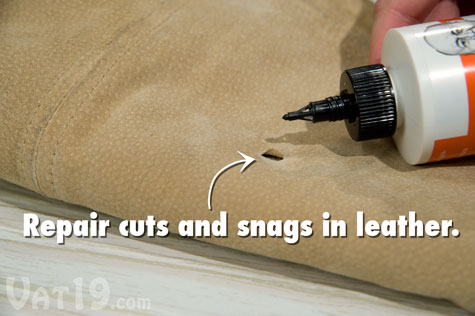 Tear Mender can also be used as a leather adhesive, mending snags, cuts, or tears.