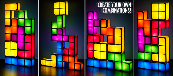 Four example tetrimino combinations of the Tetris Light.