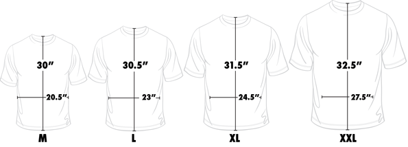 Titleless Golf T-Shirt Sizing Guide