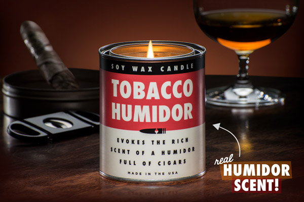 Tobacco humidor candle with cigar