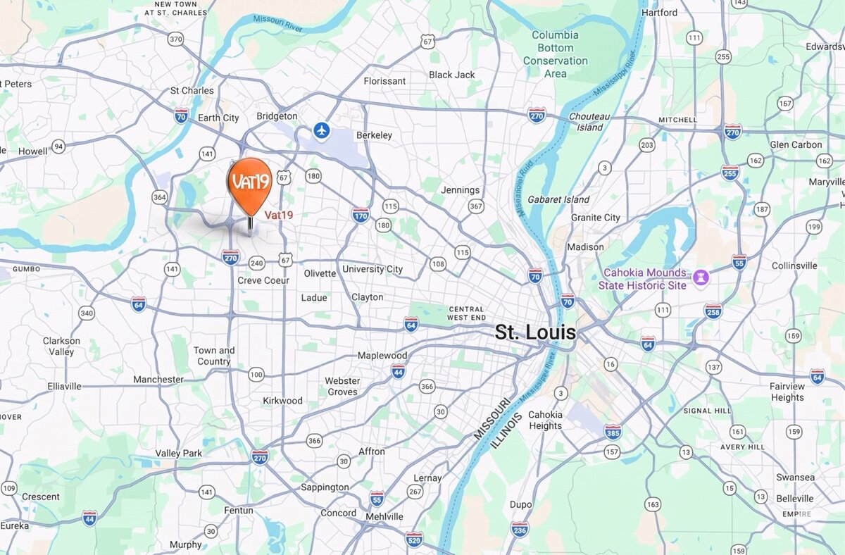 Vat19 is located at 11783 Borman Drive, St. Louis, MO 63146